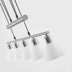 Suspension Bamenda Nickel mat, 5 lumières