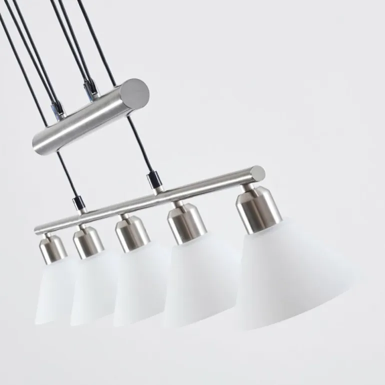 Suspension Bamenda Nickel mat, 5 lumières