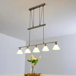 Suspension Bamenda Nickel mat, 5 lumières