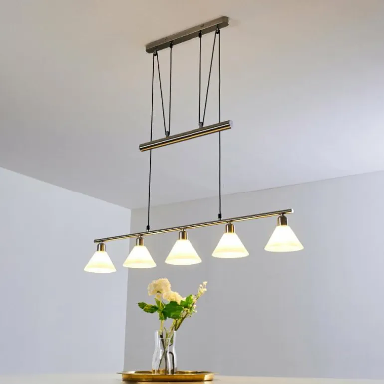 Suspension Bamenda Nickel mat, 5 lumières