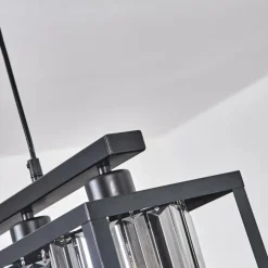 Suspension Barracon Noir, 4 lumières
