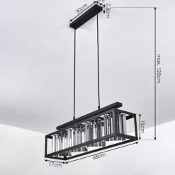Suspension Barracon Noir, 4 lumières