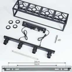 Suspension Barracon Noir, 4 lumières