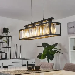 Suspension Barracon Noir, 4 lumières