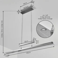 Suspension Barrud LED Argenté, 1 lumière