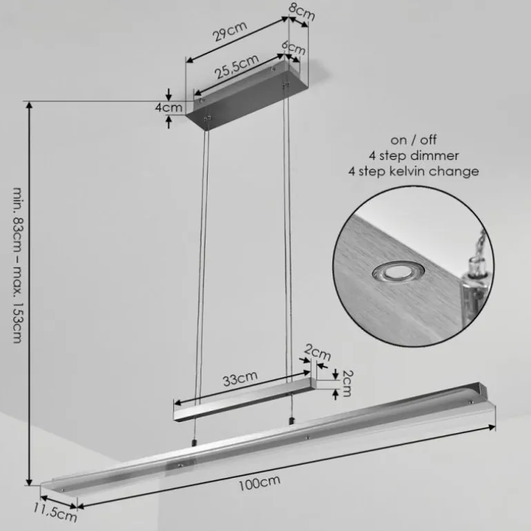 Suspension Barrud LED Argenté, 1 lumière