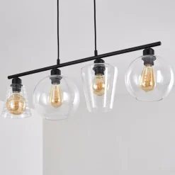 Suspension Baudette Noir, 4 lumières