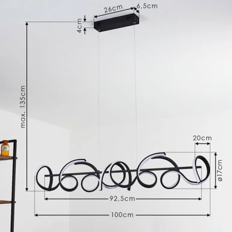 Suspension Bazuin LED Noir, 4 lumières