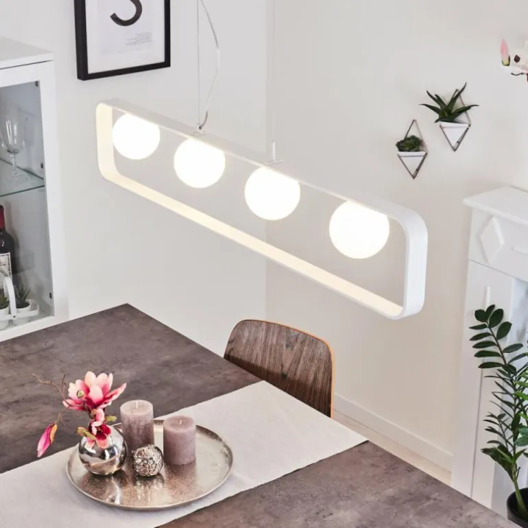 Suspension Beland Blanc, 4 lumières