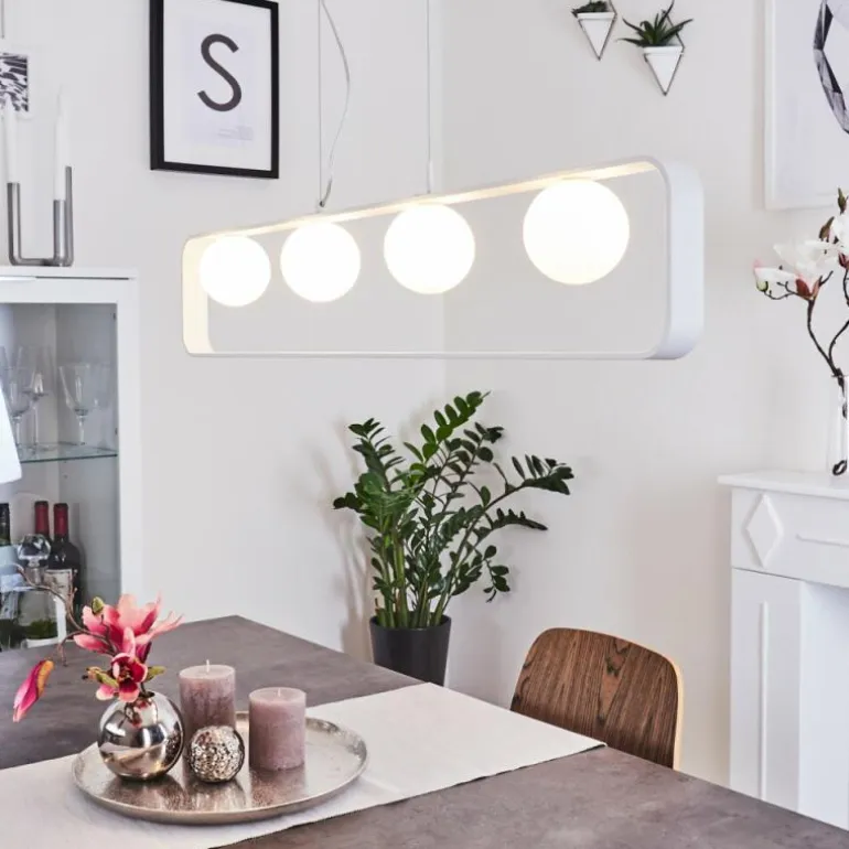 Suspension Beland Blanc, 4 lumières