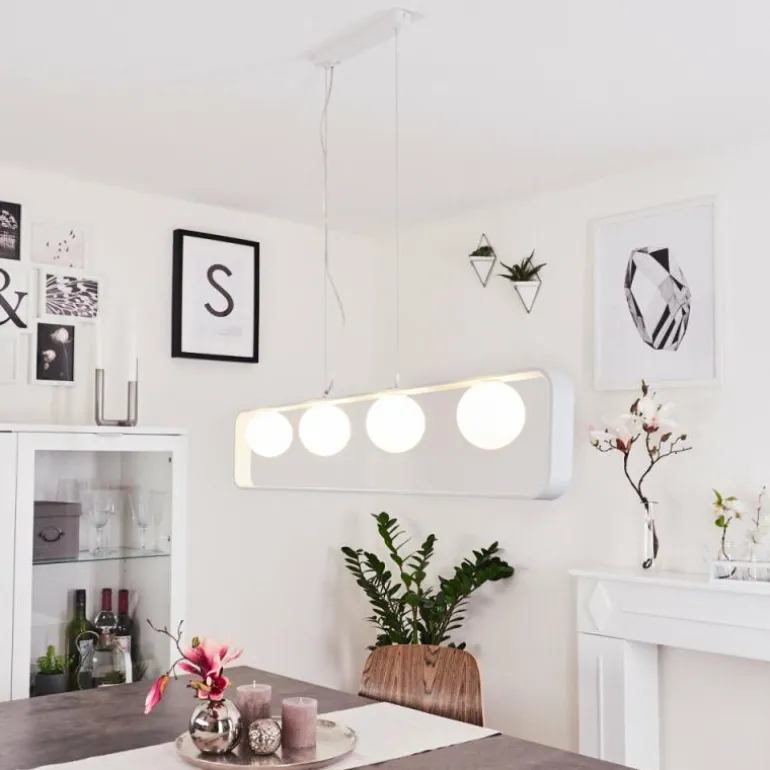 Suspension Beland Blanc, 4 lumières