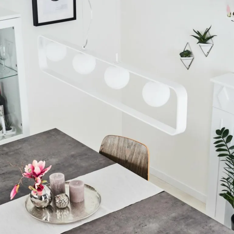 Suspension Beland Blanc, 4 lumières
