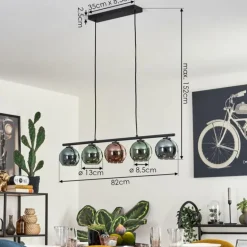 Suspension Belp Noir, 5 lumières