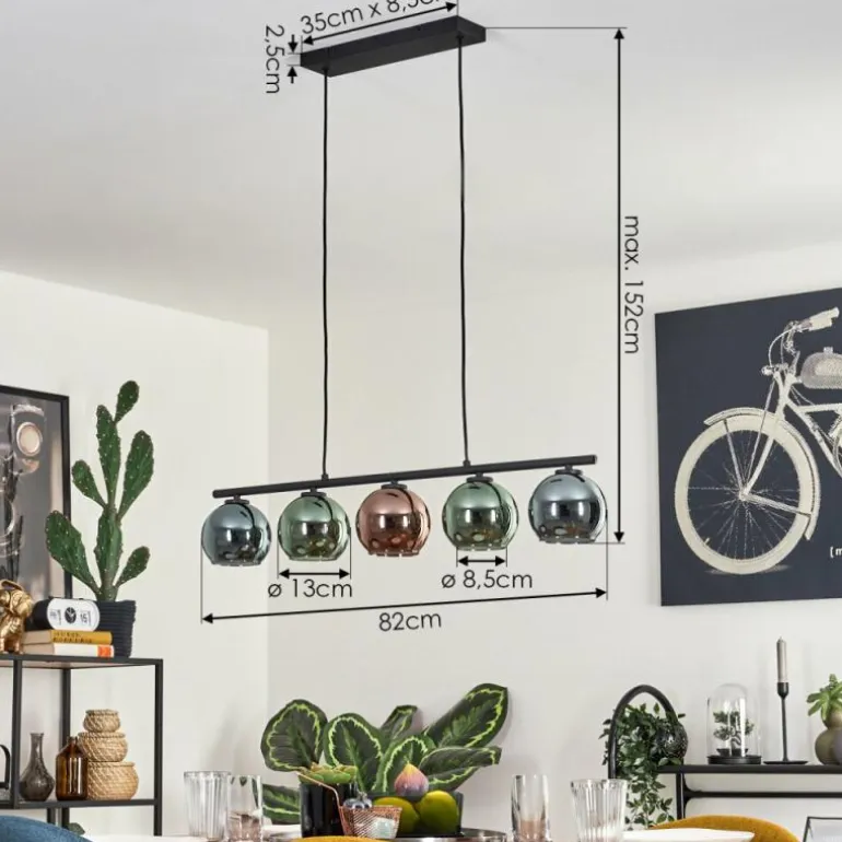 Suspension Belp Noir, 5 lumières
