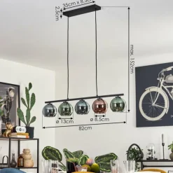 Suspension Belp Noir, 5 lumières
