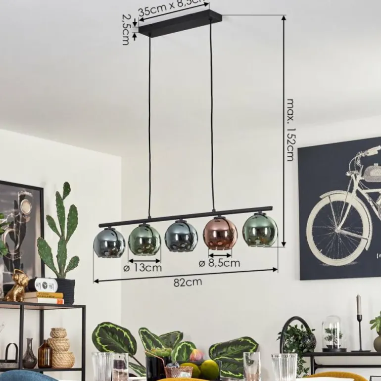 Suspension Belp Noir, 5 lumières