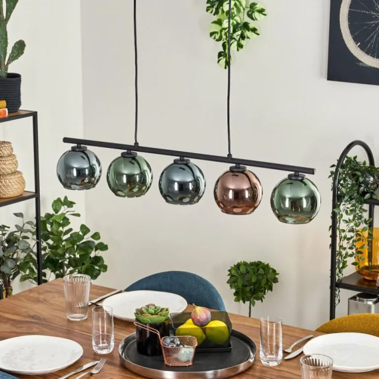 Suspension Belp Noir, 5 lumières