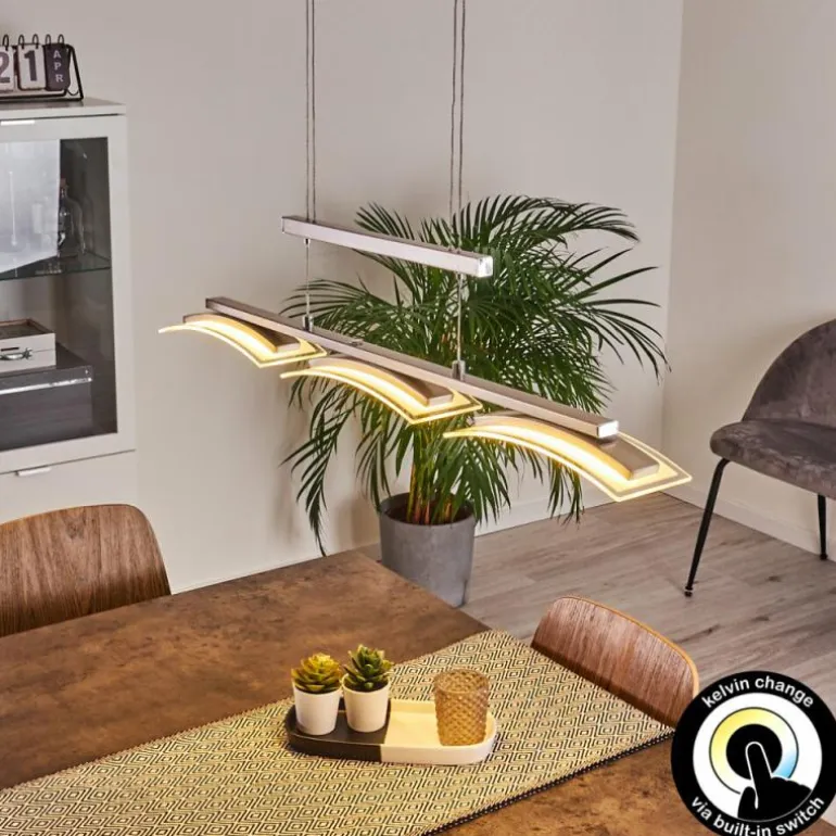 Suspension Bolonda LED Nickel mat, 3 lumières