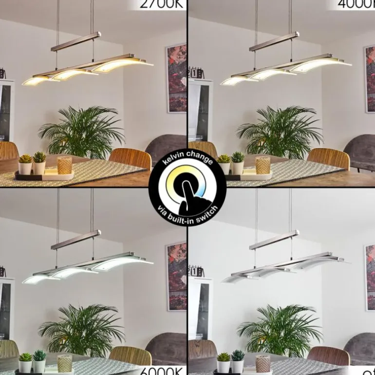 Suspension Bolonda LED Nickel mat, 3 lumières