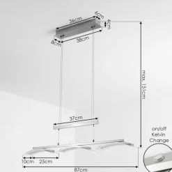 Suspension Bolonda LED Nickel mat, 3 lumières