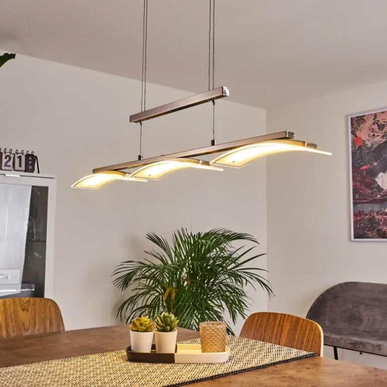Suspension Bolonda LED Nickel mat, 3 lumières
