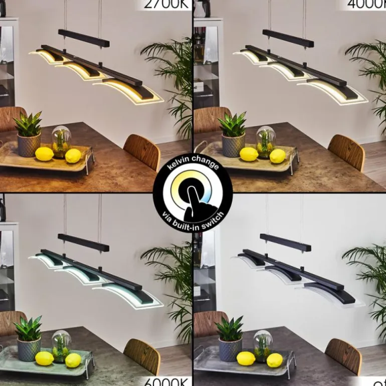 Suspension Bolonda LED Noir, 3 lumières