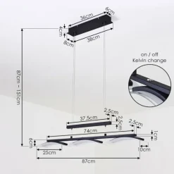 Suspension Bolonda LED Noir, 3 lumières