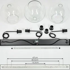 Suspension Boules 25 cm Koyoto Clair, 3 lumières