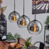 Suspension Boules 25 cm Koyoto Chrome, Clair, 3 lumières
