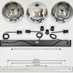 Suspension Boules 25 cm Koyoto Chrome, Clair, 3 lumières