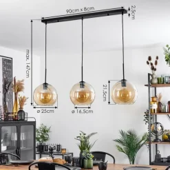 Suspension Boules 25 cm Koyoto Ambre, 3 lumières
