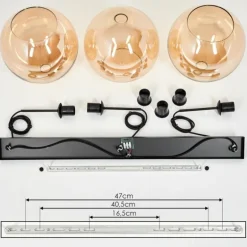 Suspension Boules 25 cm Koyoto Ambre, 3 lumières