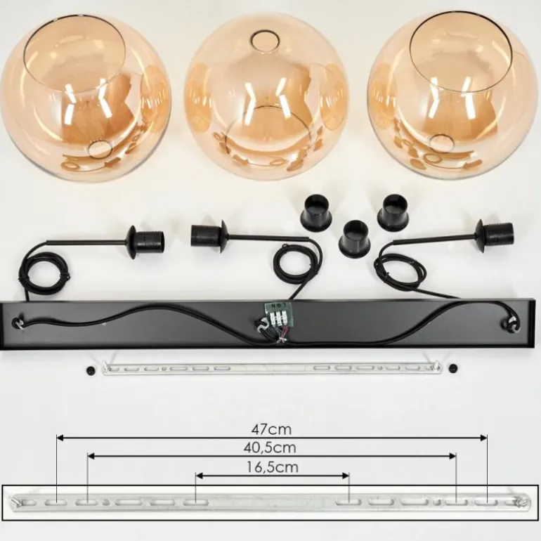 Suspension Boules 25 cm Koyoto Ambre, 3 lumières