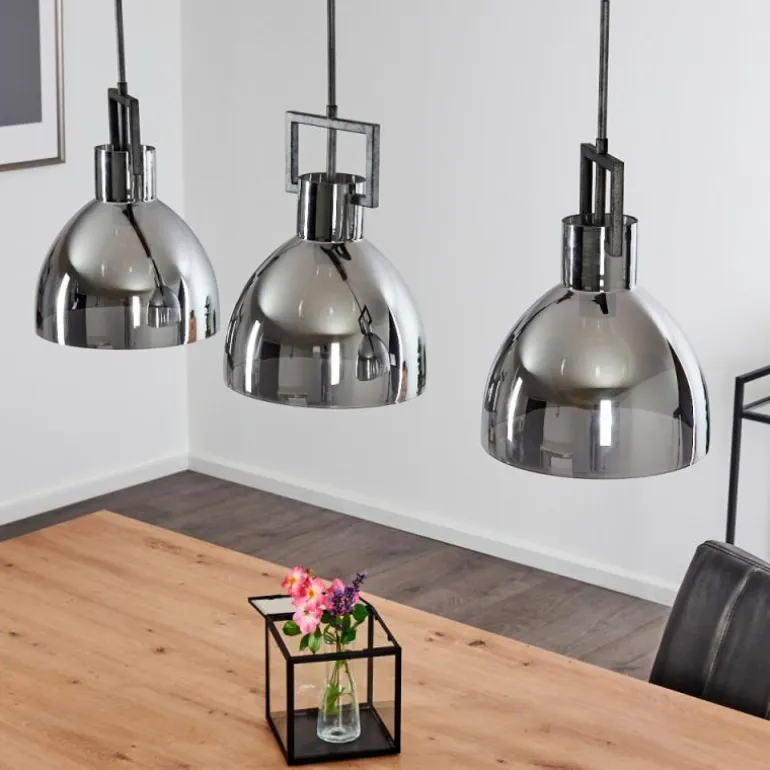 Suspension Buzova Gris, Noir, 3 lumières
