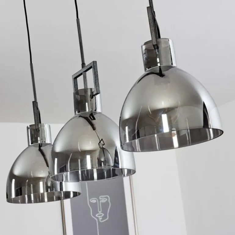 Suspension Buzova Gris, Noir, 3 lumières