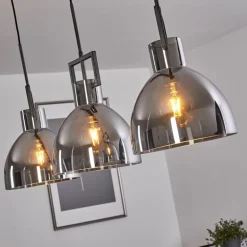 Suspension Buzova Gris, Noir, 3 lumières