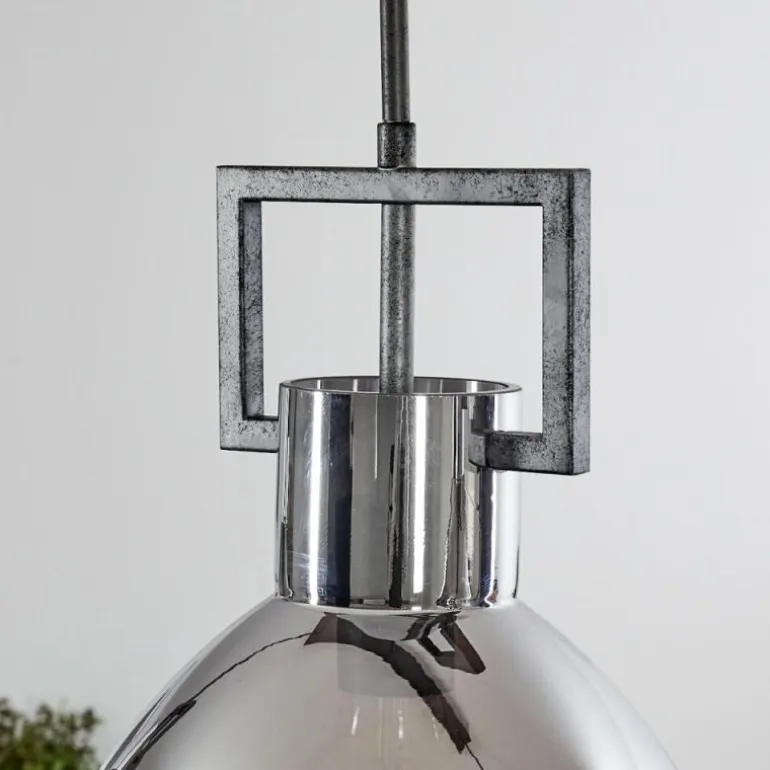 Suspension Buzova Gris, Noir, 3 lumières