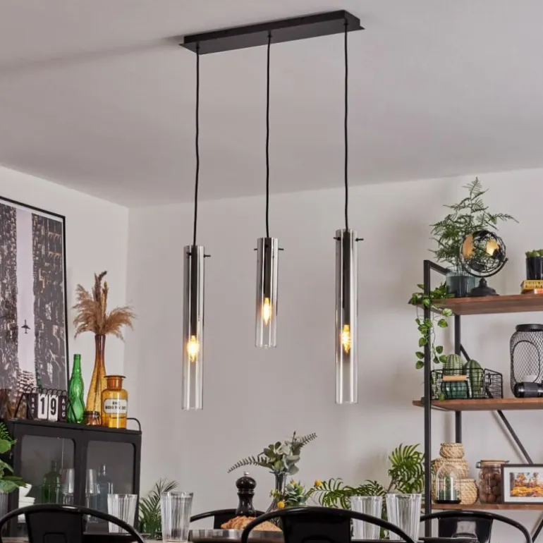 Suspension Caimitte Clair, Fumé, 3 lumières