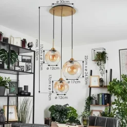 Suspension Calapa Laiton, 3 lumières