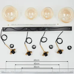 Suspension Calapa Laiton, 4 lumières