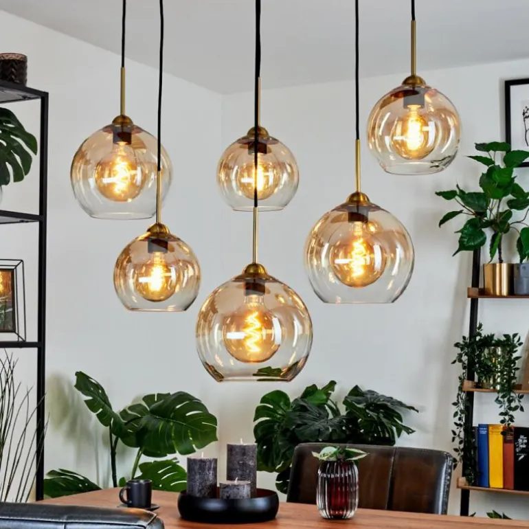 Suspension Calapa Laiton, 6 lumières