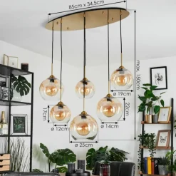 Suspension Calapa Laiton, 6 lumières