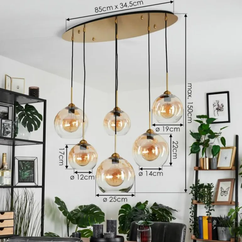 Suspension Calapa Laiton, 6 lumières