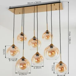 Suspension Calapa Laiton, 8 lumières