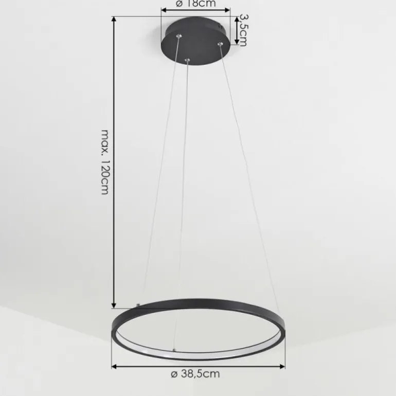 Suspension Calcium LED Noir, 1 lumière
