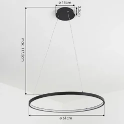 Suspension Calcium LED Noir, 1 lumière