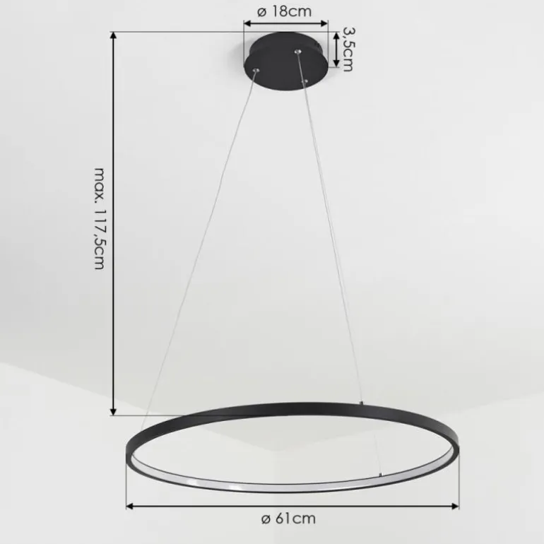 Suspension Calcium LED Noir, 1 lumière