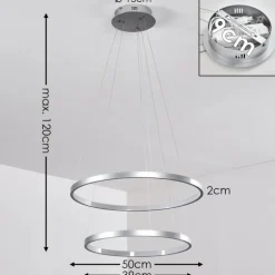 Suspension Canisteo LED Argenté, 2 lumières