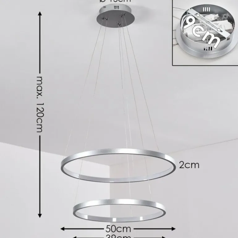 Suspension Canisteo LED Argenté, 2 lumières