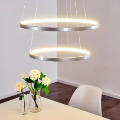 Suspension Canisteo LED Argenté, 2 lumières